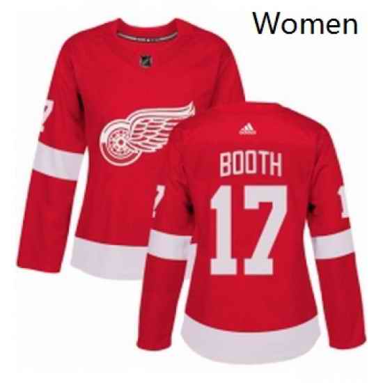 Womens Adidas Detroit Red Wings 17 David Booth Authentic Red Home NHL Jersey